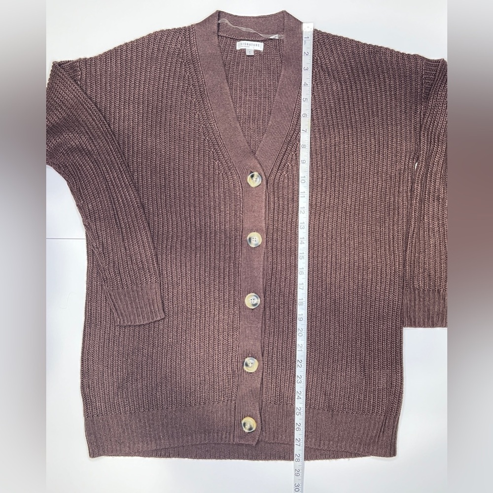 Reitmans Knit Cardigan Brown Ribbed Knit Oversized Size Small Cottagecore - Picture 8 of 9
